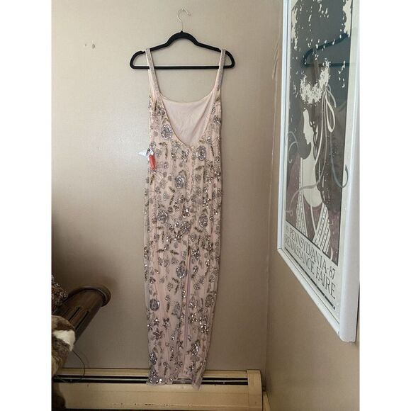 Mac Duggal Rose Pink Beaded Column Strappy Maxi Dress Gown Prom Sz 6 $698 - Picture 6 of 9